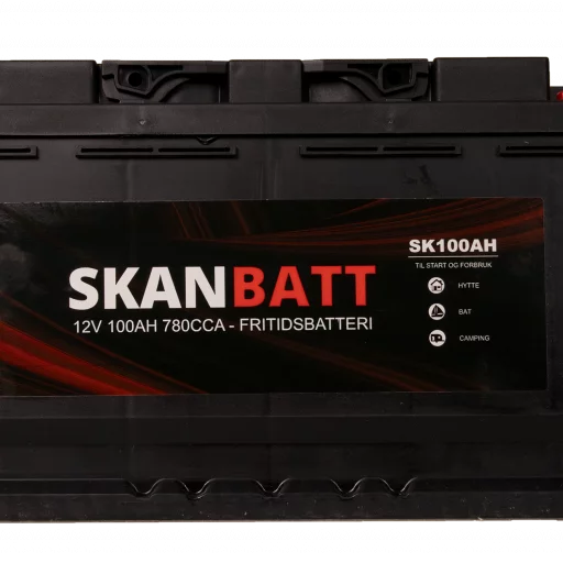 SKANBATT Fritidsbatteri 12V 100AH 780CCA (354x175x190/190mm) +høyre
