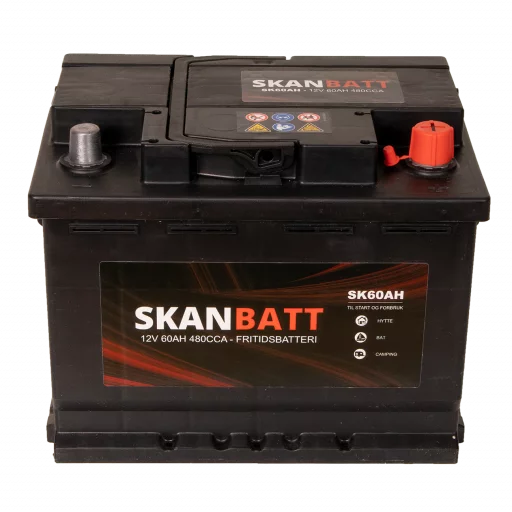 SKANBATT Fritidsbatteri 12V 60AH 480CCA (242x175x190/190mm) +høyre