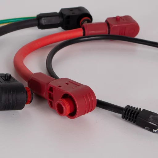 SKANBATT kabelsett til rack 3U for parallell kobling (Rød og svart ) - 25mm2 - 30 cm