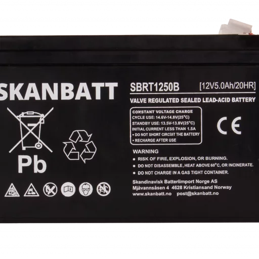 SKANBATT AGM Batteri 12V 5AH (150x50x100mm) F2