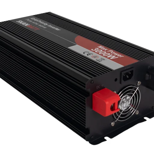 SKANBATT Inverter 12V 3000W Ren Sinus med Nettprioritering, Trådløs Fjernkontroll