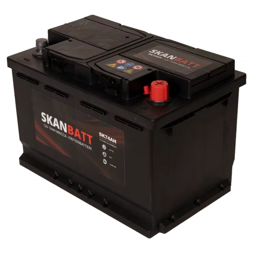 SKANBATT Fritidsbatteri 12V 74AH 680CCA (278x175x190/190mm) +høyre