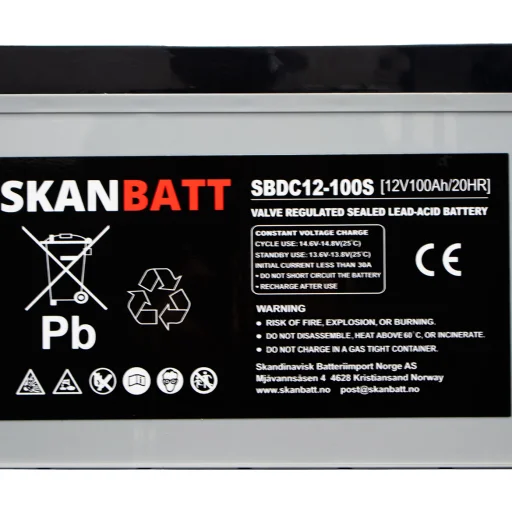 SKANBATT AGM Deep Cycle Batteri 12V 100AH (307x169x211mm) +venstre