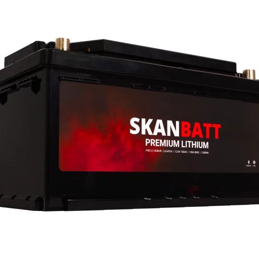 SKANBATT Premium Lithium - 12V 100Ah 100A BMS - 359x178x188mm - Bluetooth - Heat  - 8 Års garanti - Bobil