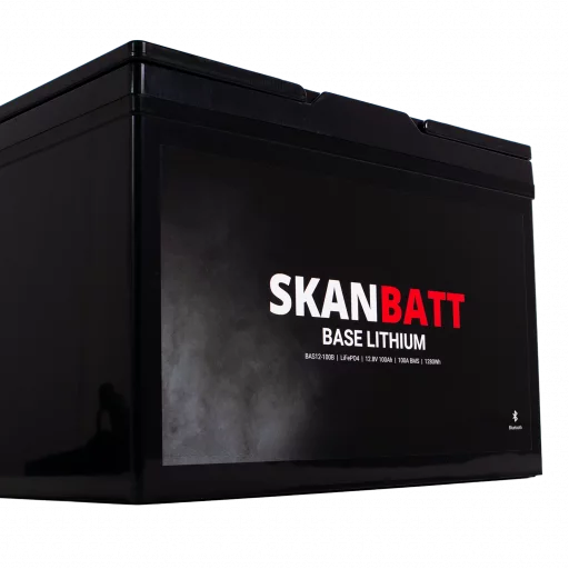 SKANBATT Base Lithium - 12V 100Ah 100A BMS - 307x169x208mm - Bluetooth - 3 Års garanti