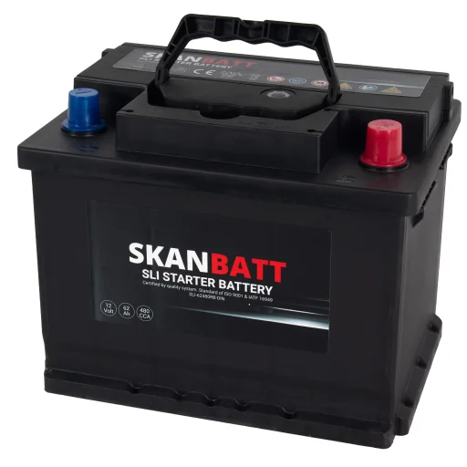 SKANBATT SLI Startbatteri 12V 62AH 480CCA (242x175x190mm) +R