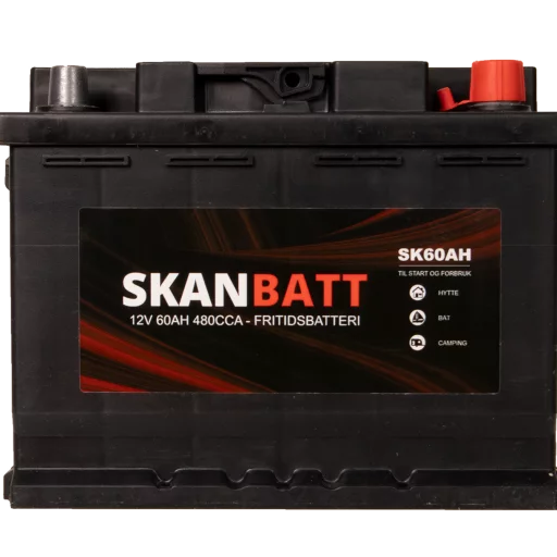 SKANBATT Fritidsbatteri 12V 60AH 480CCA (242x175x190/190mm) +høyre
