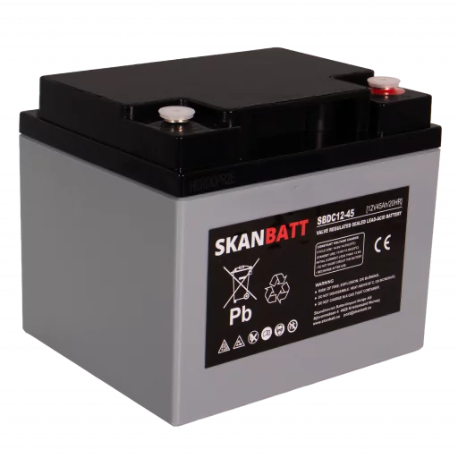SKANBATT AGM Deep Cycle Batteri 12V 45AH (197x165x169mm) +høyre