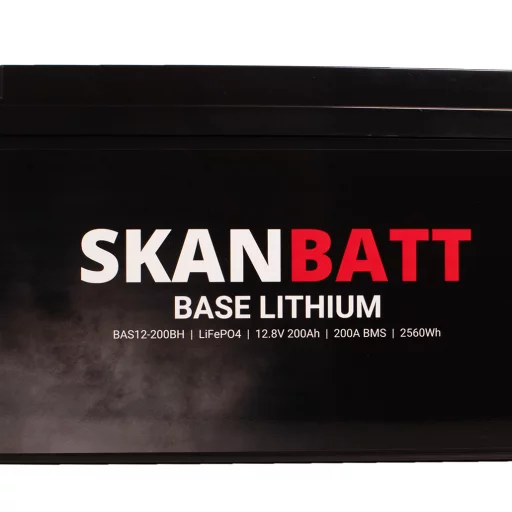 SKANBATT Base Lithium - 12V 200Ah 200A BMS - 485x170x240mm - Bluetooth - Heat - 3 Års garanti