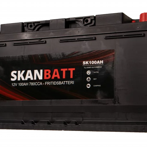 SKANBATT Fritidsbatteri 12V 100AH 780CCA (354x175x190/190mm) +høyre
