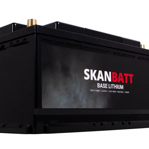 SKANBATT Base Lithium - 12V 100Ah 100A BMS - 352x175x190mm - Bluetooth - 3 Års garanti - Bobil