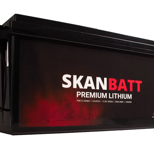 SKANBATT Premium Lithium - 12V 200Ah 200A BMS - 502x187x242mm - Bluetooth - Heat - 8 Års garanti