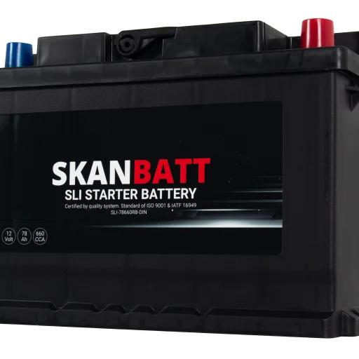 SKANBATT SLI Startbatteri 12V 78AH 660CCA (278x175x190mm) +R