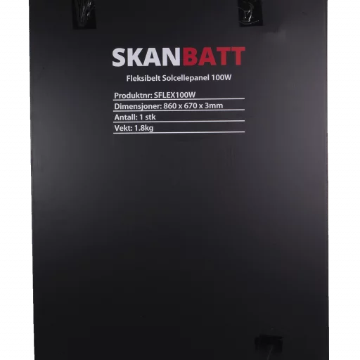 SKANBATT Fleksibelt Solcellepanel 100W - ETFE - 860x670x3mm