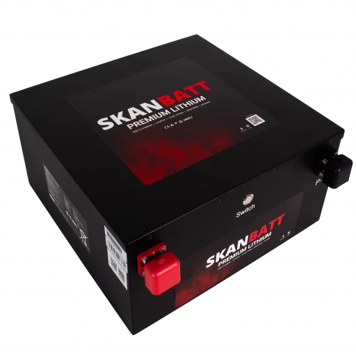 SKANBATT Premium Lithium - 12V 470Ah 200A BMS - 360x350x190mm - Bluetooth - Heat - 8 Års garanti - "Under setet" modell