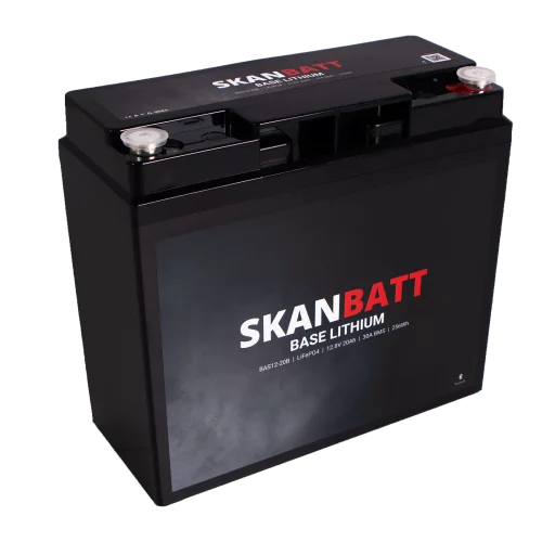 SKANBATT Base Lithium - 12V 20Ah 30A BMS - 180x78x164mm - Bluetooth - 3 Års garanti