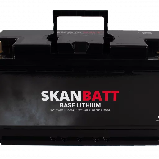 SKANBATT Base Lithium - 12V 100Ah 100A BMS - 352x175x190mm - Bluetooth - 3 Års garanti - Bobil