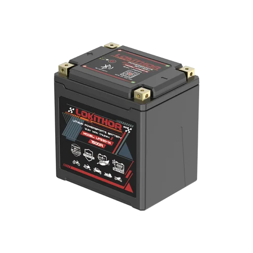LOKITHOR Lithium MC Batteri 12V 14Ah - 166x127x176mm - Bluetooth - Heat