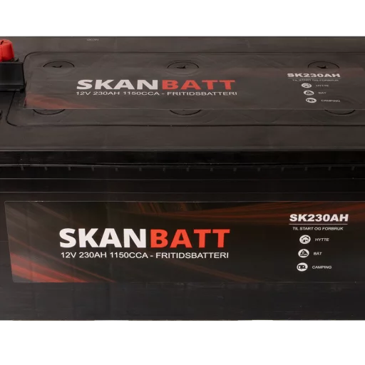 SKANBATT Fritidsbatteri 12V 230AH 1150CCA (518x276x210/242mm) +venstre