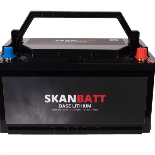 SKANBATT Base Lithium - 12V 150Ah 150A BMS - 355x180x190mm - 3 Års garanti - Bobil