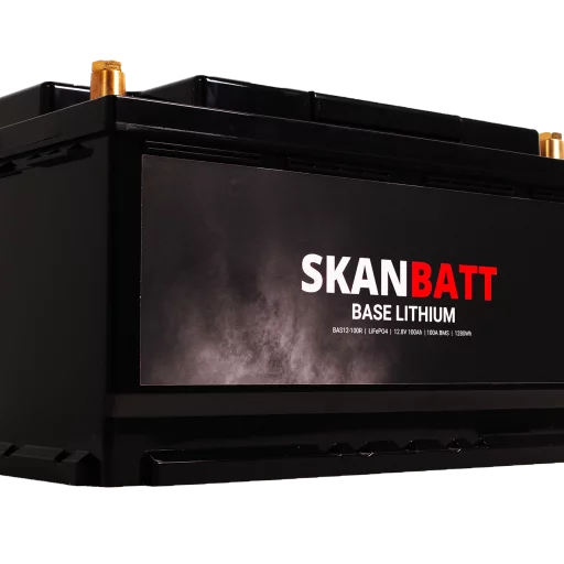 SKANBATT Base Lithium - 12V 100Ah 100A BMS - 352x174x190mm - 3 Års garanti - Bobil