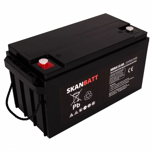SKANBATT AGM Deep Cycle Batteri 12V 80AH C10 (350x167x182mm) +venstre