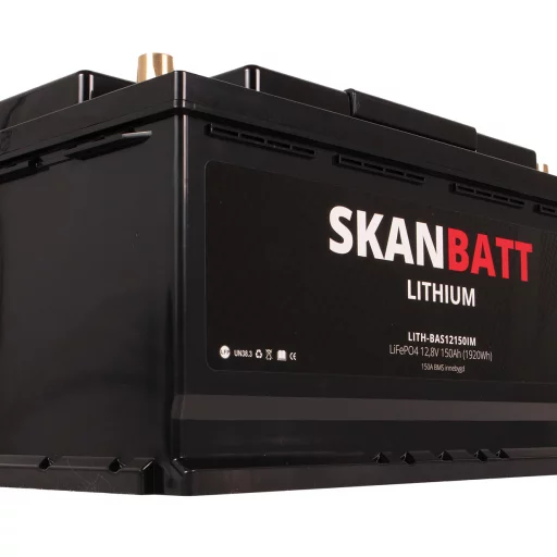 SKANBATT Lithium Batteri 12V 150AH 150A BMS (352x174x190mm)