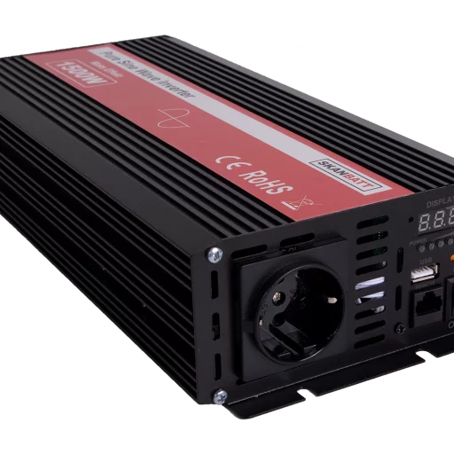 SKANBATT Inverter 12V 1500W Ren Sinus m/Kablet Fjernkontroll