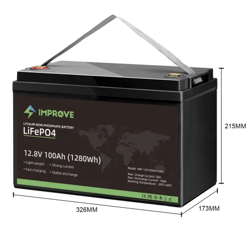 IMPROVE Lithium Batteri 12V 100Ah (LiFePO4) BMS 100A