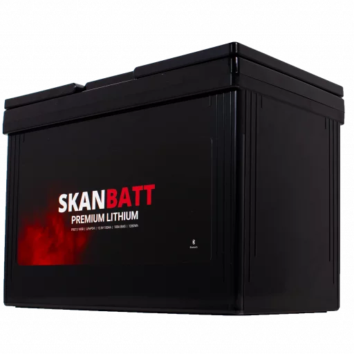 SKANBATT Premium Lithium - 12V 100Ah 100A BMS - 306x172x212mm - Bluetooth - 8 Års garanti