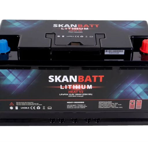 SKANBATT V2 Lithium HEAT Batteri 12V 180AH 150A BMS - Bobil - Bluetooth