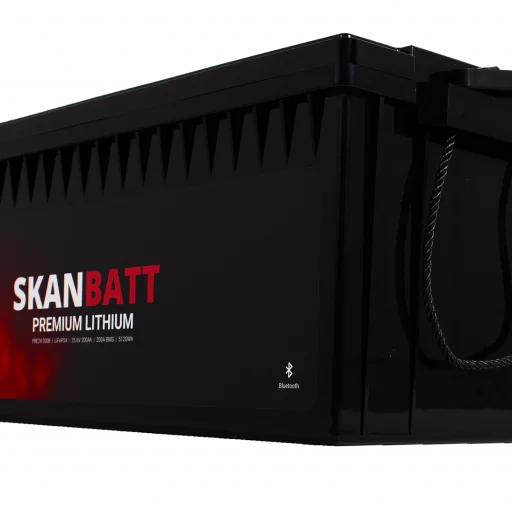 SKANBATT Premium Lithium - 24V 200Ah 200A BMS - 522x268x218mm - Bluetooth - 8 Års garanti