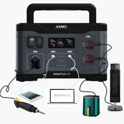 SENCI Lithium LPS 1152Wh Power Station med 1500W (3000W) sinus inverter