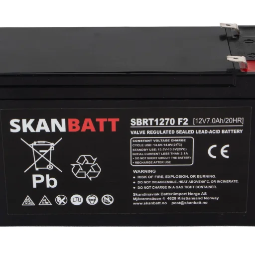 SKANBATT AGM Batteri 12V 7AH (151x65x94mm) F2