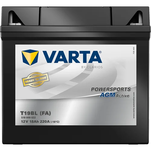 VARTA AGM MC Batteri 12V 18AH 220CCA (186x82x171mm) +høyre T19BL (FA)