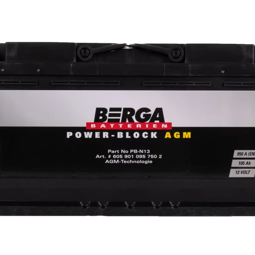 BERGA Power Block AGM 12V 105AH 950CCA (394/175/190mm)