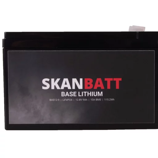 SKANBATT Base Lithium - 12V 9Ah 10A BMS - 150x65x95mm - 3 Års garanti