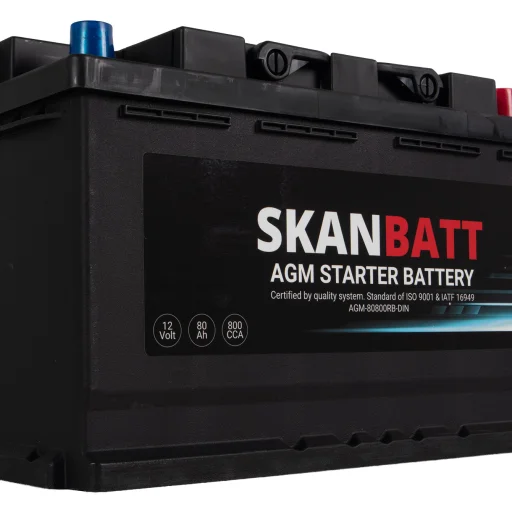 SKANBATT AGM Startbatteri 12V 80AH 800CCA (315x175x190mm) +R