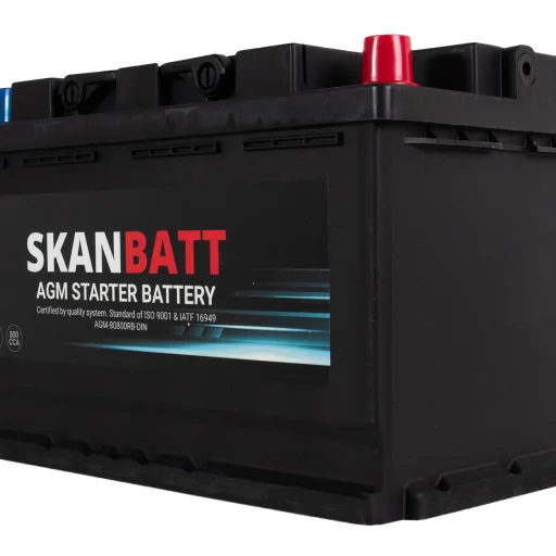 SKANBATT AGM Startbatteri 12V 80AH 800CCA (315x175x190mm) +R