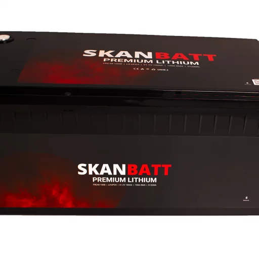 SKANBATT Premium Lithium - 48V 100Ah 100A BMS - 522x268x218mm - Bluetooth - 8 Års garanti