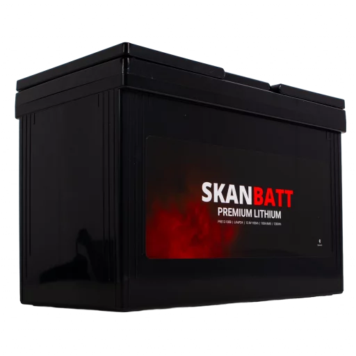 SKANBATT Premium Lithium - 12V 100Ah 100A BMS - 306x172x212mm - Bluetooth - 8 Års garanti