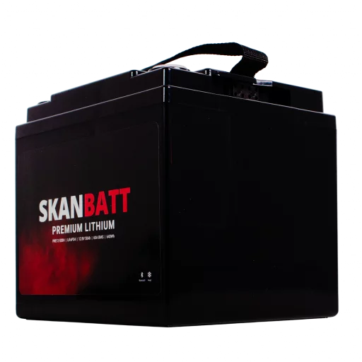 SKANBATT Premium Lithium - 12V 50Ah 60A BMS - 196x168x175mm - Bluetooth - Heat - 8 Års garanti