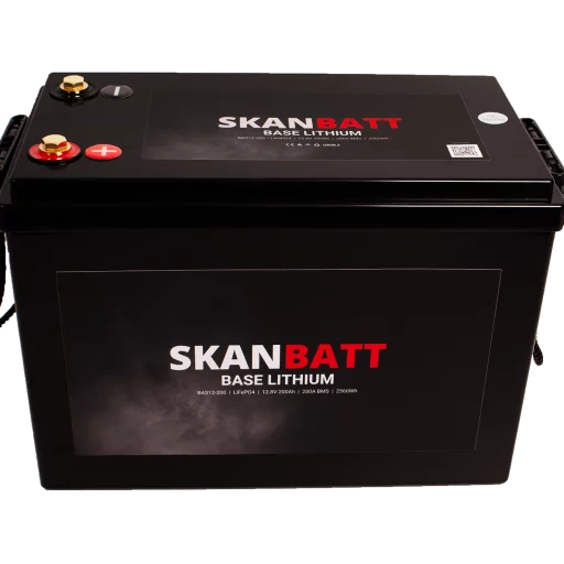 SKANBATT Base Lithium - 12V 200Ah 200A BMS - 345x190x245mm - 3 Års garanti