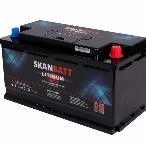 SKANBATT V2 Lithium HEAT Batteri 12V 180AH 150A BMS - Bobil - Bluetooth
