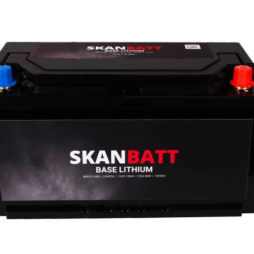 SKANBATT Base Lithium - 12V 150Ah 150A BMS - 355x180x190mm - 3 Års garanti - Bobil
