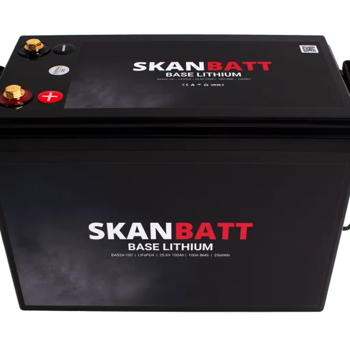 SKANBATT Base Lithium - 24V 100Ah 100A BMS - 345x190x245mm - 3 Års garanti