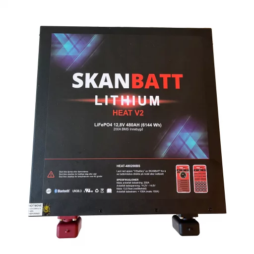 SKANBATT V2 Bobil "Under setet" modell 12V 480Ah - 150A BMS - HEAT - Bluetooth (VEIL Kr. 39995.-)