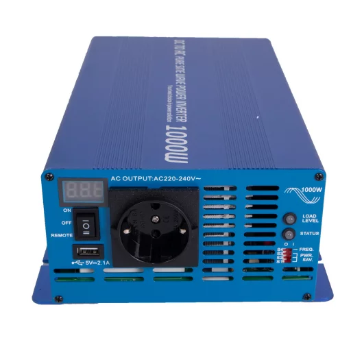 INVERTER 12V 1000W Ren sinus m/fjernkontroll (VEIL Kr. 3995.-)
