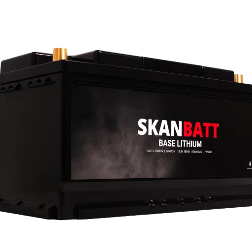 SKANBATT Base Lithium - 12V 150Ah 150A BMS - 355x175x188mm - Bluetooth - Heat - 3 Års garanti - Bobil