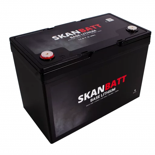 SKANBATT Base Lithium - 12V 100Ah 100A BMS - 307x169x208mm - Bluetooth - 3 Års garanti